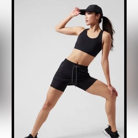 Athleta Trekkie Black Wicking Drawstring Skort Short Sport Active Skirt - Sz 6 - Picture 11 of 11